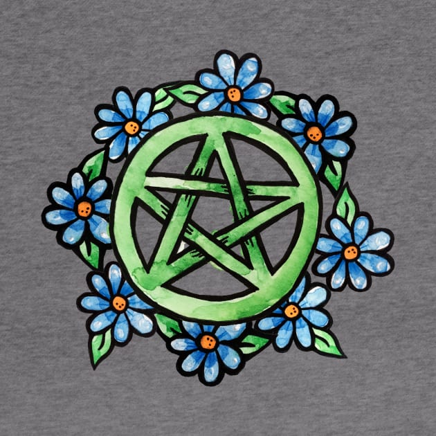 Pagan Floral Pentagram by bubbsnugg